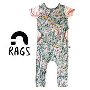 NWT Rags floral romper pink and pale green 18-24 months
